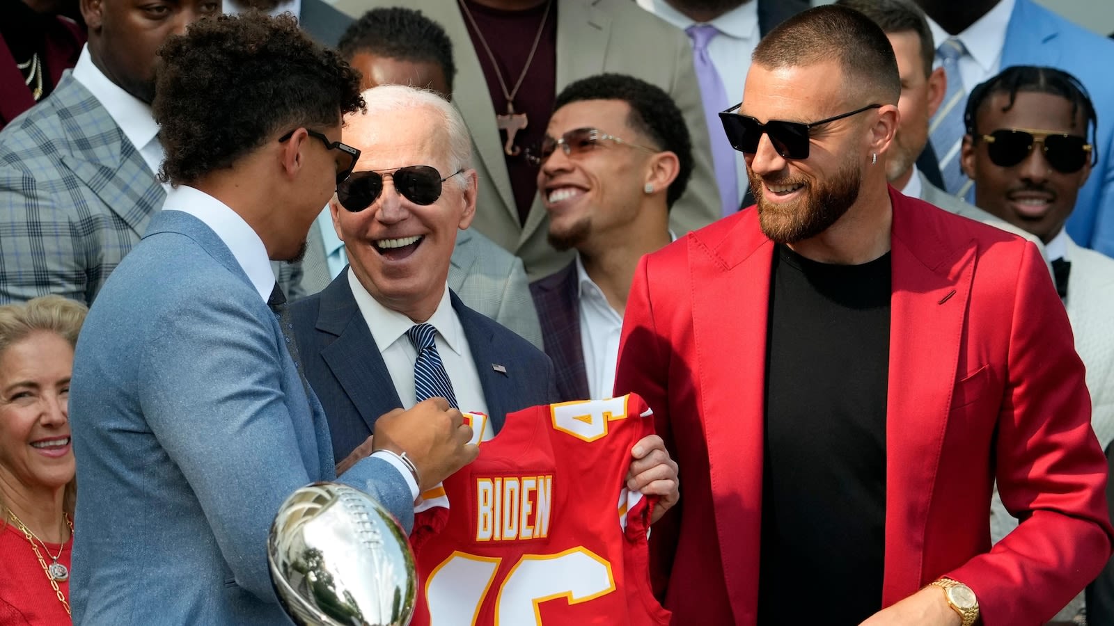 Biden is hosting the Kansas City Chiefs -- minus Taylor Swift -- to mark the team's Super Bowl title