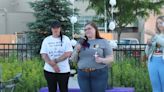 Vigil attendees sing "Happy Birthday" to Madeline Kingsbury