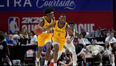 How many points did Bronny James score tonight? Lakers-Rockets summer league box score