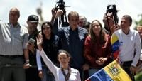 Venezuelan opposition leader Maria Corina Machado waves during a demonstration against presidential election results in Caracas on August 3, 2024