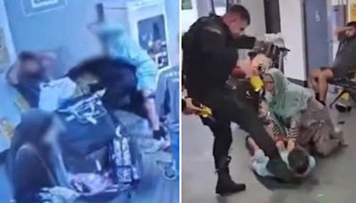 New Manchester Airport video appears to show officers being attacked as family of kicked man issues 'plea for calm'