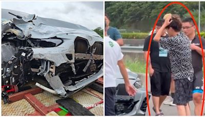 BMW新車撞進休息站…見愛車「下巴掉」19歲駕駛慘叫！行車紀錄器視角曝