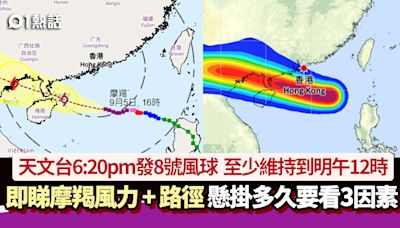 颱風摩羯│天文台：8號風球將至少維持到明午12時 掛多久看3因素