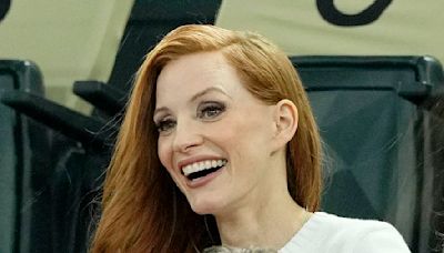 Jessica Chastain brings her kids to women's gymnastics at Olympics