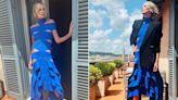 Charlize Theron Wears Edgy Blue Bandage Dress While In Rome for 'Fast X'