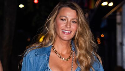 Blake Lively Dressed Up Her Denim With a Sequined Micro-Mini for a Girls' Night Out