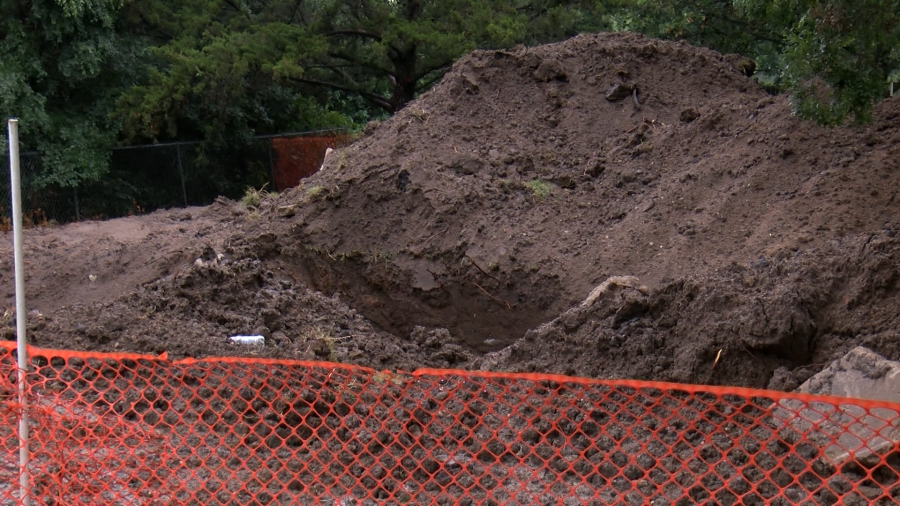 Sinkhole opens up in Bel Aire park