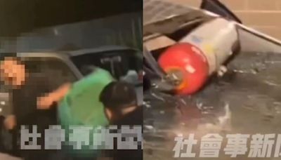 有片／為2萬塊反目！台中街頭爆「10人亂鬥」滅火器砸車