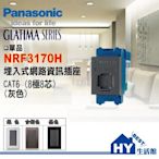 含稅》國際牌 Panasonic 開關插座 GLATIMA系列 NRF3170H 網路資訊插座 CAT6 (灰色) 單品