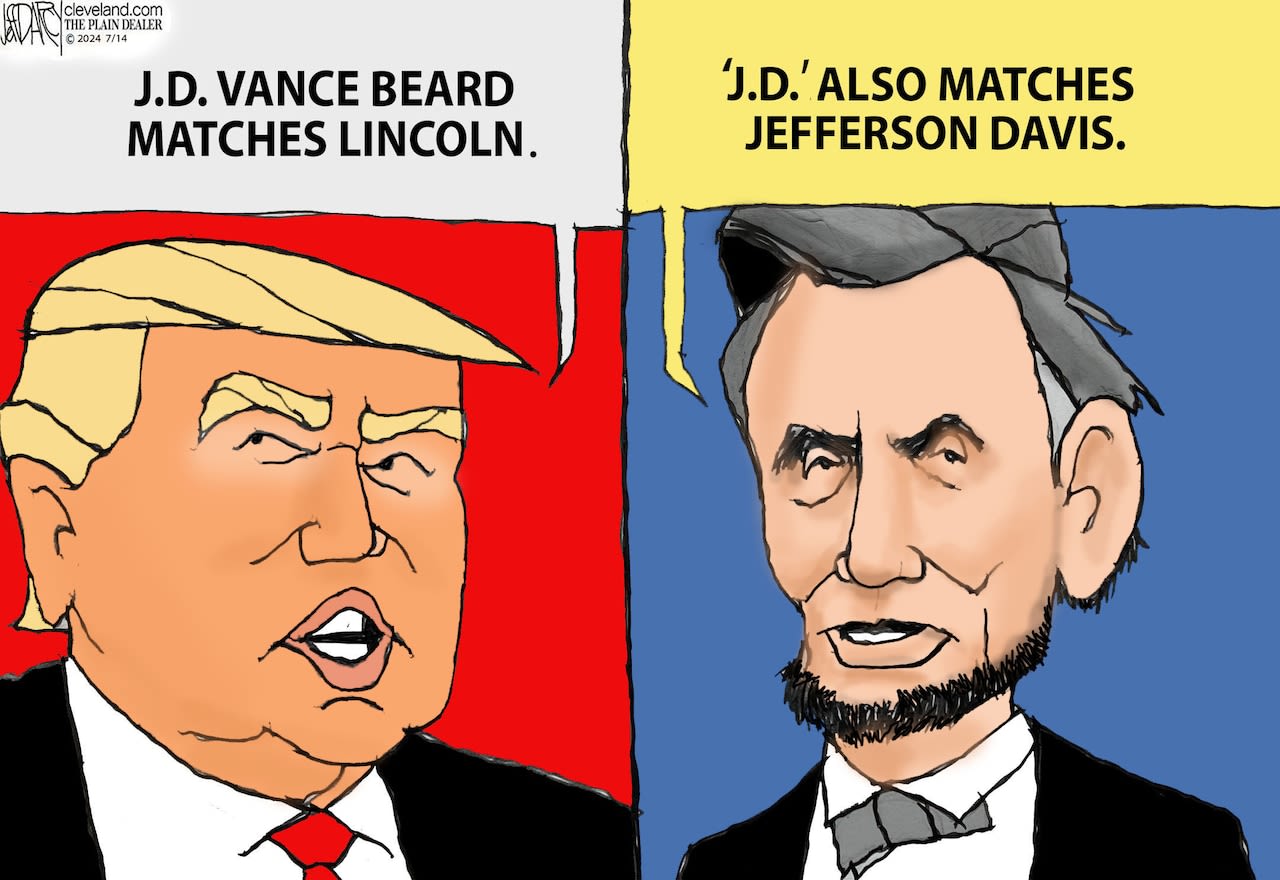 Lincoln, Vance beards compared: Darcy cartoon