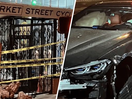 Car crash damages San Francisco bike shop