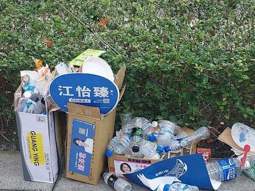 公德心呢？「藍鷹」盤旋立院周遭 覆議遭否決「留垃圾爽離場」