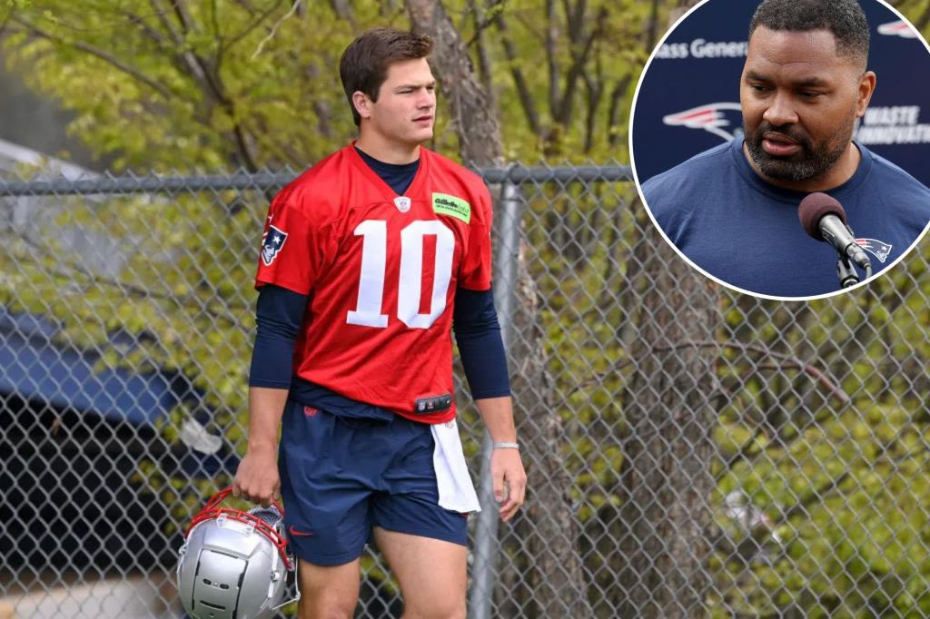 Drake Maye gets pointed message from Patriots coach Jerod Mayo during rookie minicamp