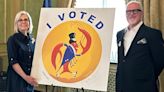 Louisiana unveils 2024 "I Voted" sticker with a dapper crawfish