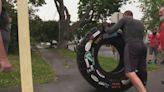 Bangor man flips tire for a mile to support veterans