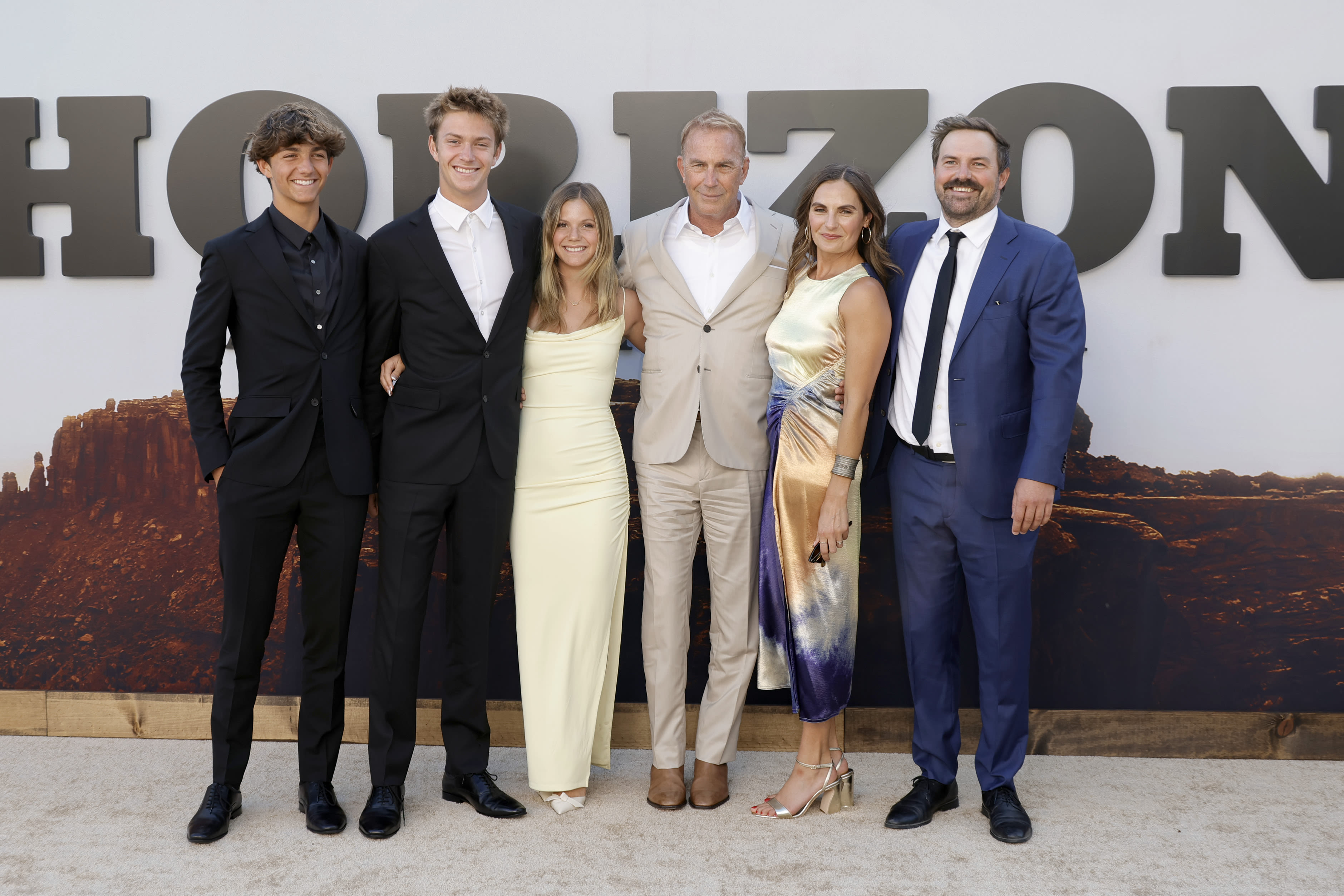 Kevin Costner poses in rare photo with 5 of his children