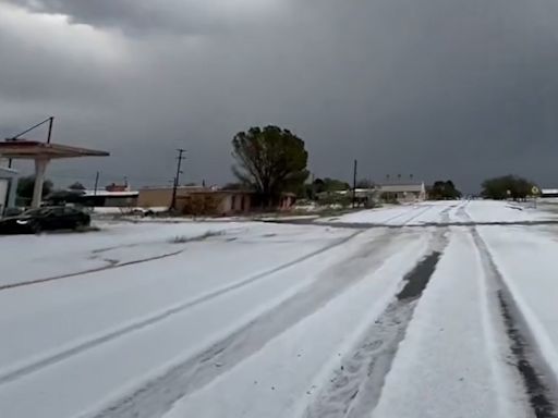 Texas town deploys snow plows after 50-degree temperature swing and 2 feet of hail