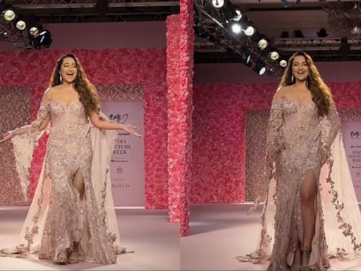 Sonakshi Sinha walks the ramp for first time after wedding with Zaheer Iqbal, grooves to song as she turns showstopper