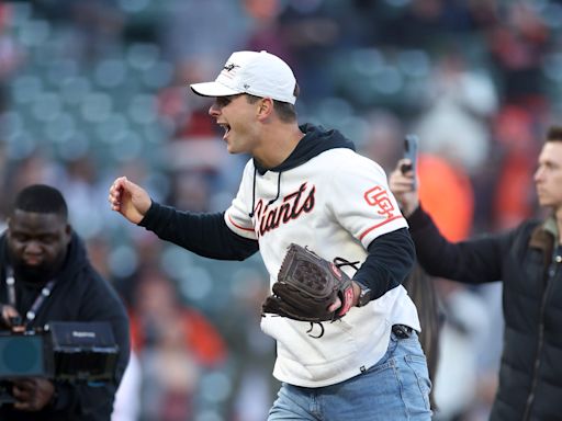 WATCH: Brock Purdy fires 1st pitch past catcher at Giants game