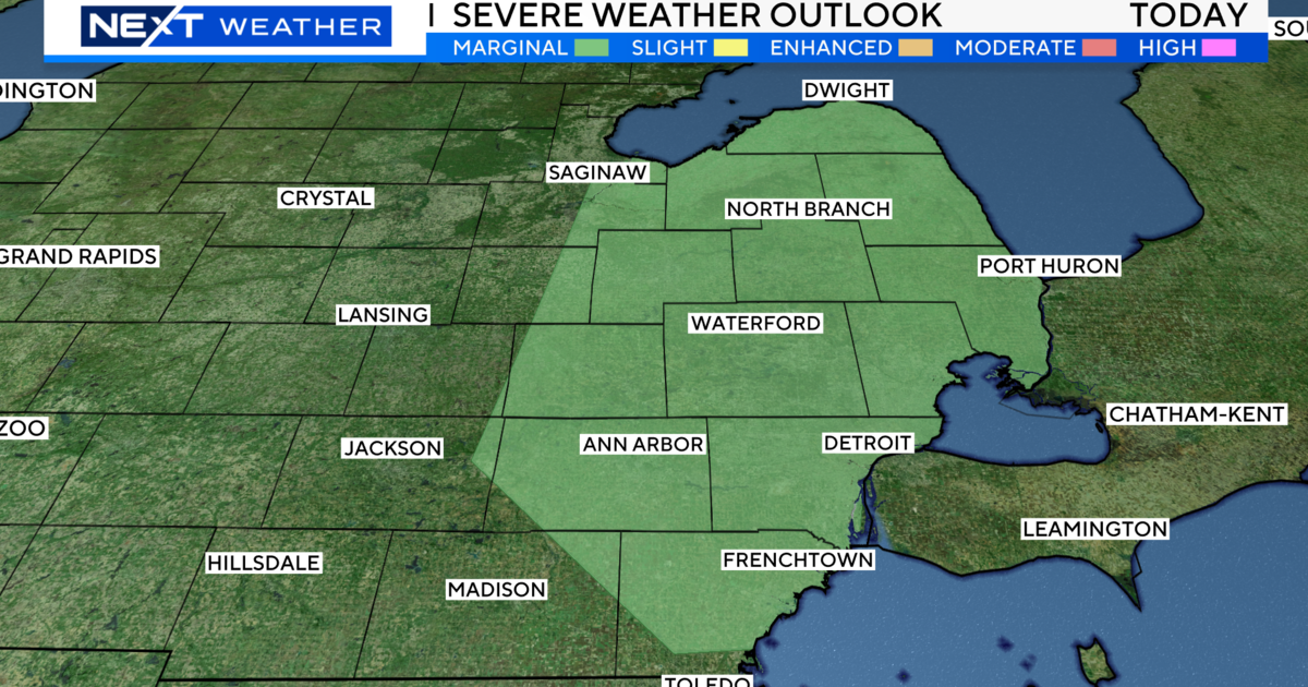 Marginal risk of severe storms Monday night in Southeast Michigan