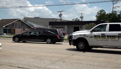 Family, friends attend funeral for Callie and Erin Brunett in Hammond