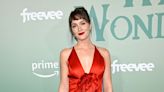 Leighton Meester Is the Picture of Christmas in Red Flower Dress at Amazon’s Winter Wonderland Party