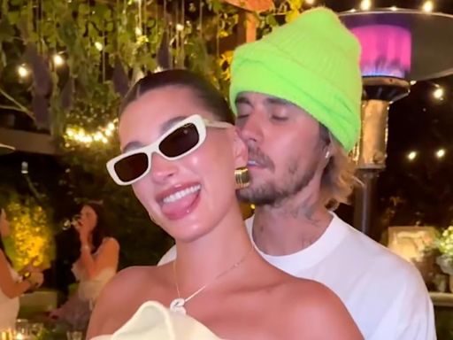Pregnant Hailey Bieber Wows in Sheer Dress as Justin Bieber Cradles Her Baby Bump