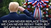 Trump honors U.S. war dead, wishes 'Happy Memorial Day' to 'human scum' in legal cases