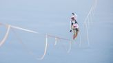 Slackliner makes it across 3.6km Messina Strait - but misses out on the world record by 80m
