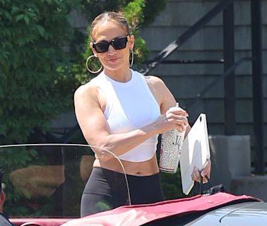 Jennifer Lopez and manager Benny Medina leave Equinox gym in NY