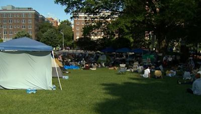 Pro-Palestinian encampment grows as protesters push for Johns Hopkins University to divest from Israel