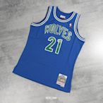 Mitchell & Ness M&N NBA Kevin Garnett 灰狼 21 藍色 球衣 球迷版 板凳