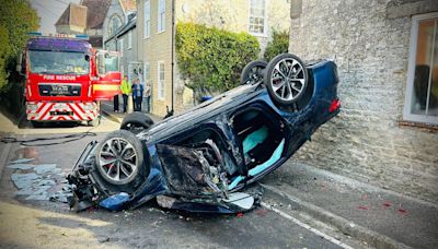 Driver found to be three times over legal limit after car goes 'turtle down' in crash