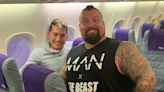 Eddie Hall may be able to pull a plane - but sitting in one isn't as easy!