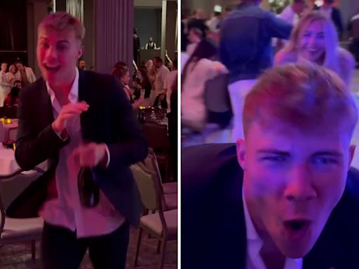 Watch Hojlund's boozy dancing with Man Utd pal's girlfriend at FA Cup party