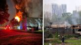 Huge blaze destroys leisure centre burning building to the ground