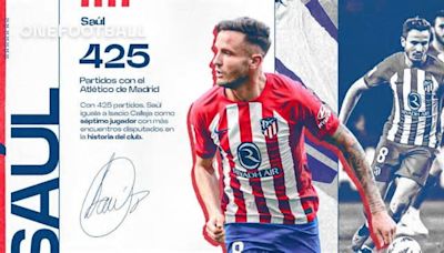 Saúl iguala a Calleja como séptimo jugador con más partidos en la historia del club | OneFootball