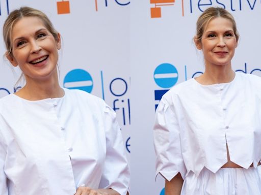 Kelly Rutherford Puts Coquette Spin on Minimalism in Cropped Blouse and Matching Tiered Midi Skirt at Outdoor Film Festival