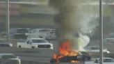 Car catches fire on southbound I-25 in Denver