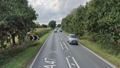 Car overturns after crash on A47