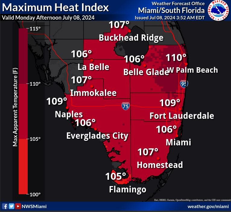 South Florida wilts under another heat advisory with 'feels like' temps to top 108 degrees
