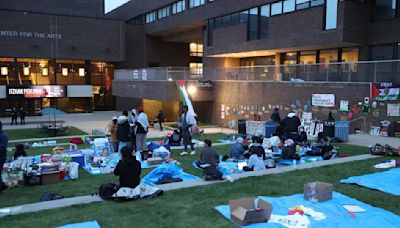 Stony Brook University protesters of Israel/Hamas war set up on campus