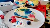 Light up your Fourth of July table with a red, white and blue cheesecake