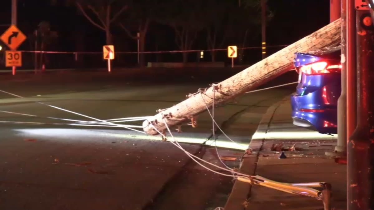 Solo vehicle crash in San Jose causes downed power lines, road closures