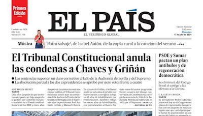 Portada de EL PAÍS del 17-07-2024