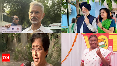 Lok Sabha polls: Voters queue up at polling booths in Delhi; Jaishankar, Puri, Atishi cast votes | India News - Times of India