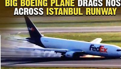 Spine Chilling Moment Of Boeing Plane Forced To Land Without Front Landing Gear In Istanbul