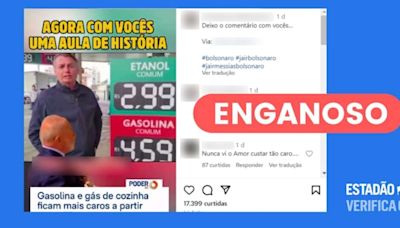 Post engana ao comparar preços de gasolina durante governos de Bolsonaro e Lula