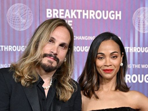 Zoe Saldana and Husband Marco Perego Wear Matching Black to Breakthrough Prize Awards