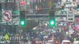 Demonstrators block downtown Seattle streets in protest amid Israel-Hamas conflict